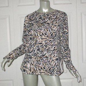 LILLY PULITZER LUXLETIC Black Striped Animal Print Long Sleeve Thumbhole Top